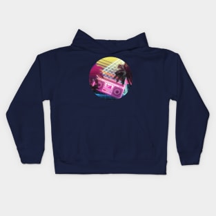 Pink Boombox 80s vaporwave tropical Kids Hoodie